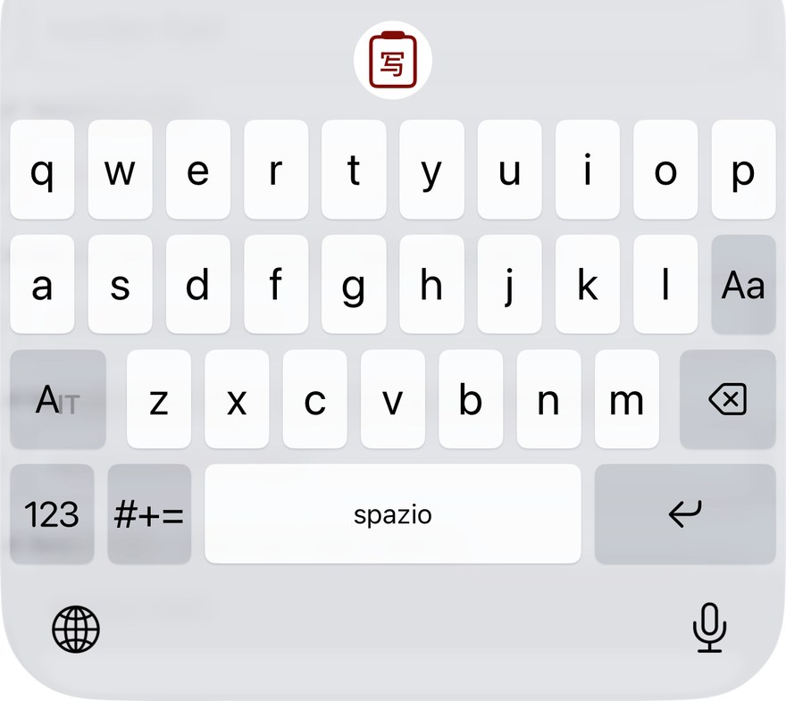 The default Latin keyboard with a wide space bar and a return icon